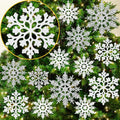 Skiennix Christmas Snowflake Ornaments - 36Pcs Glittering Plastic Hanging Decor for Winter Wonderland