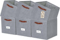 DECOMOMO Storage Cubes - 13x13x13 Fabric Organizer Bins with Labels | Set of 6 in Texture Grey
