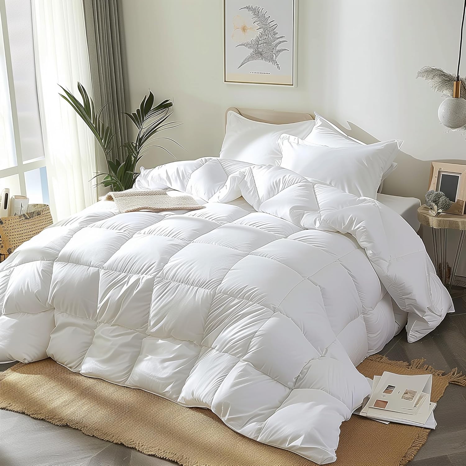 Royal Luxe Goose Feather Down Comforter - Ultra Soft Queen Size Duvet Insert | 100% Cotton, All-Season Bedding, 88”x88”