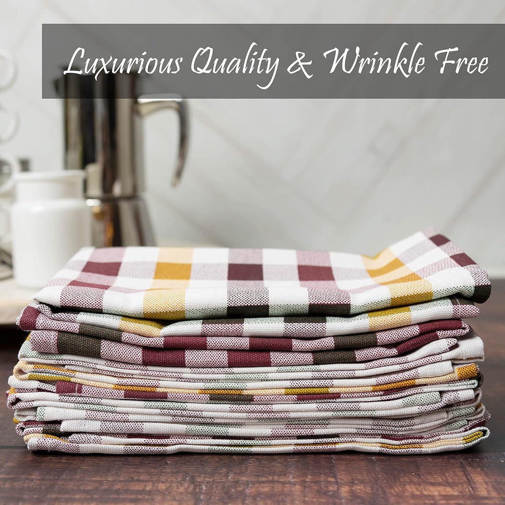 PERLLI Rustic Burnt Orange Napkins - 100% Cotton, Washable & Reusable | 12 Pack, 18x18 Inches for Thanksgiving