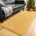 OLANLY 2x4 Machine Washable Runner Rug - Soft Fluffy Shaggy Carpet for Bedroom & Hallway | Mustard Yellow