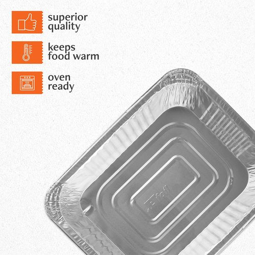 PLASTICPRO Disposable 9 x 13 Aluminum Foil Pans Half Size Deep Steam Table Bakeware - Cookware Perfect for Baking Cakes, Bread, Meatloaf, Lasagna (100)