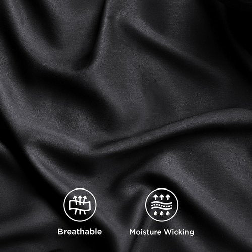 Bedsure Queen Sheets - Cooling Rayon from Bamboo Sheet Set | Soft, Breathable, Deep Pocket, Black