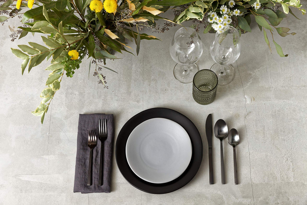Fortessa Vitraluxe Dinnerware Heirloom Matte Finish Dinner Plate 10.75-Inch, Charcoal, Set of 4