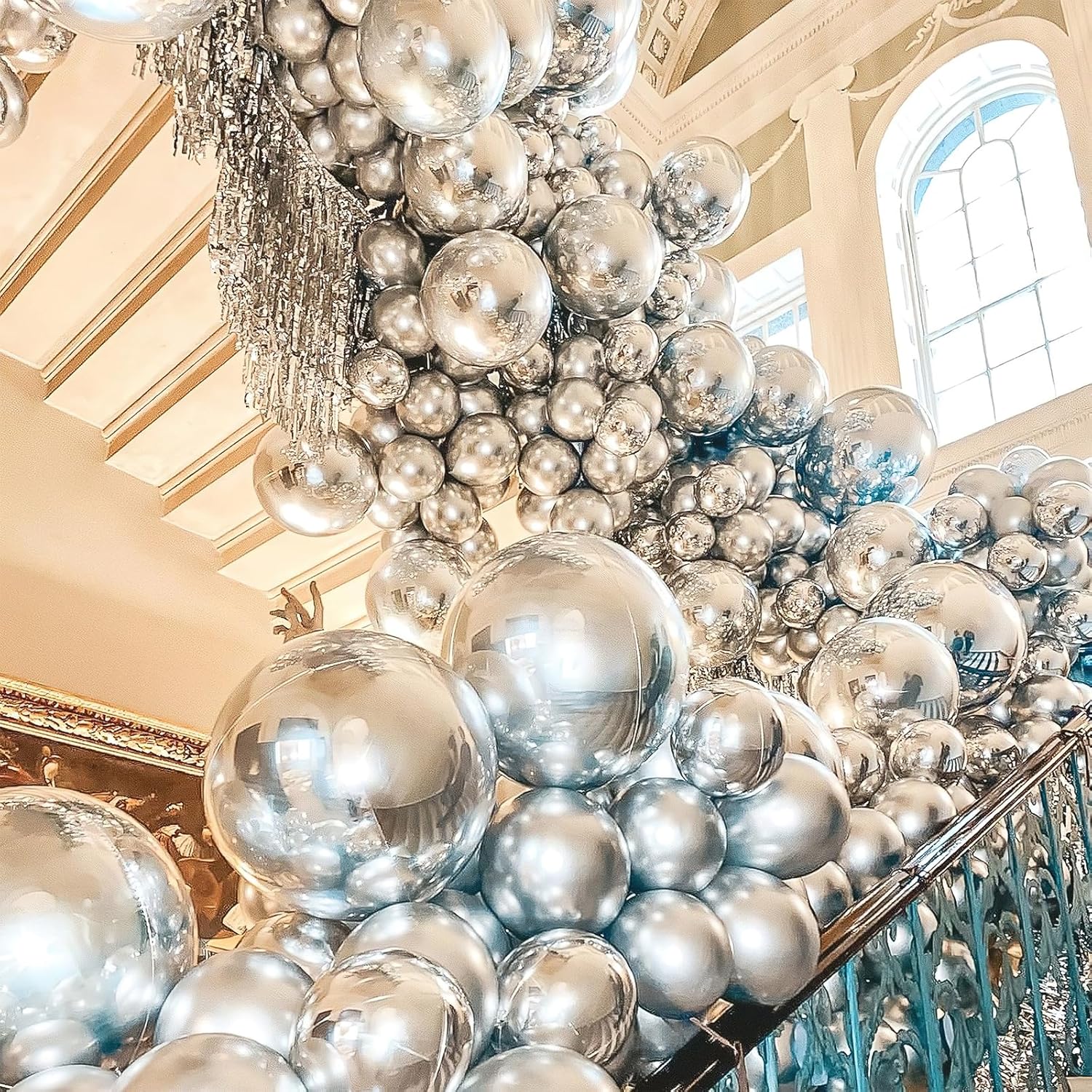 PartyWoo Silver Balloons - 101pcs 12 Inch Latex Helium Balloons for Celebrations & Events