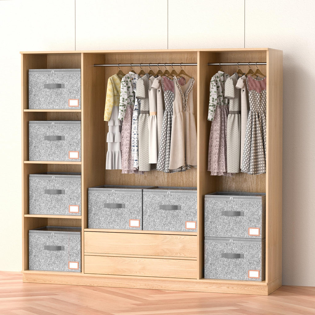 PENGLONG Adjustable Storage Bins for Closet, Wardrobe Clothes Organizer, Shoe Bin, Shoe Organizer, Toys, Closet Storage Solution with Clear Window (PP Board Grey 24Pairs, 24Pairs)