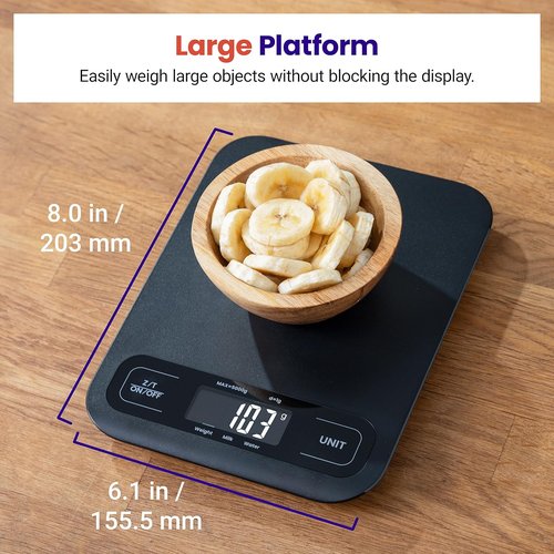 Etekcity Digital Kitchen Scale - Accurate Weighing for Cooking & Meal Prep | Large Matte Black Design