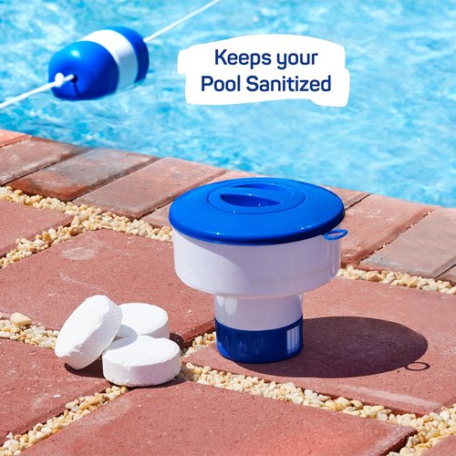 Floating Chlorine Dispenser - Skiennix Pool Chlorine Floater with Adjustable Flow Vents | 7-Inch Diameter, 3-Tablet Capacity