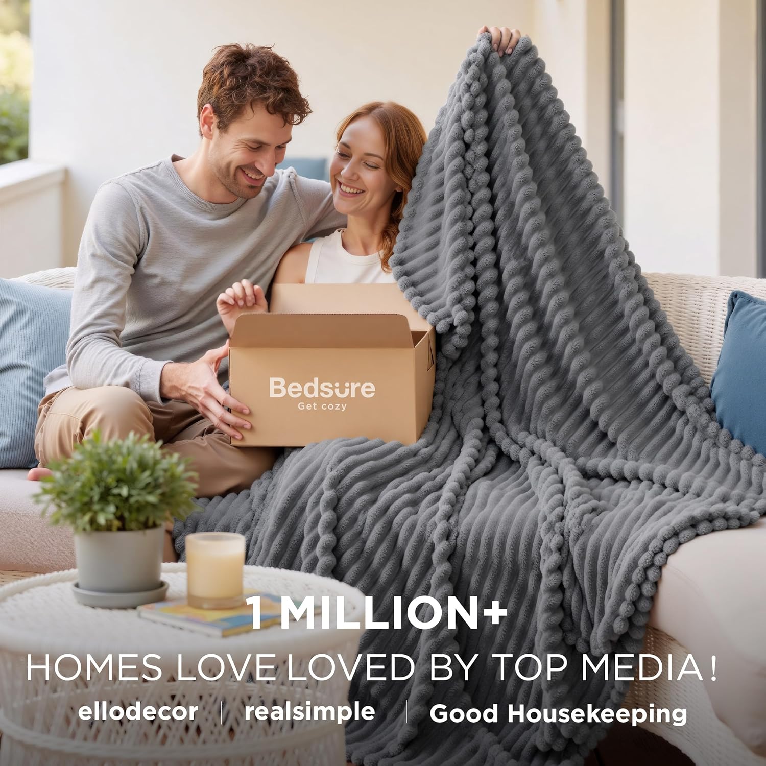 Bedsure GentleSoft Fleece Blanket - Cozy Frost Gray Throw for Couch, Perfect for Women & Girls, 108x90 Inches
