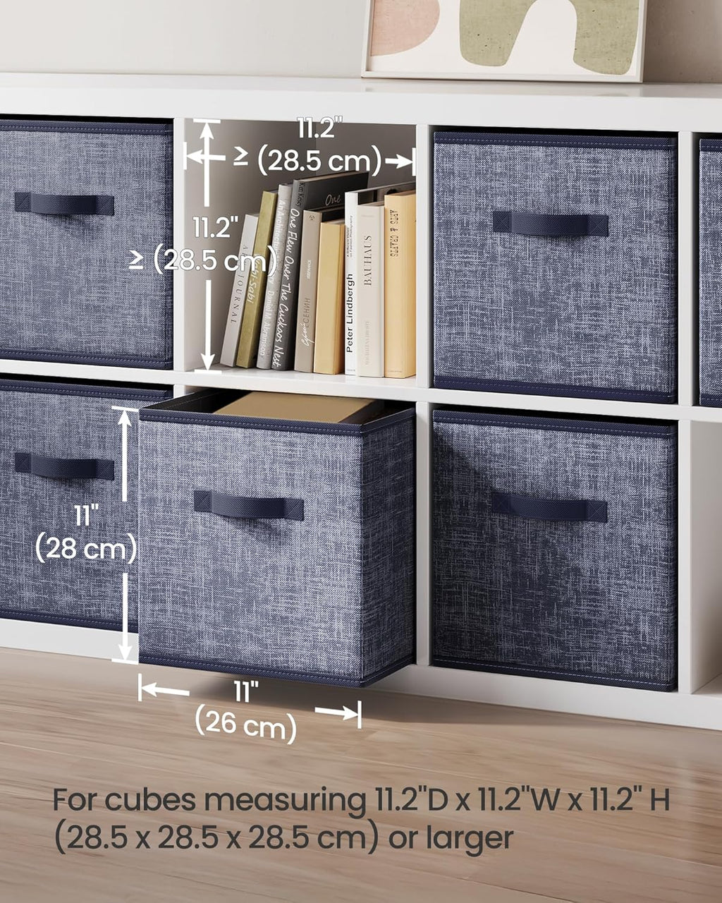 SONGMICS Storage Cubes - 11-Inch Foldable Non-Woven Fabric Bins with Double Handles | Set of 6 in Misty Blue