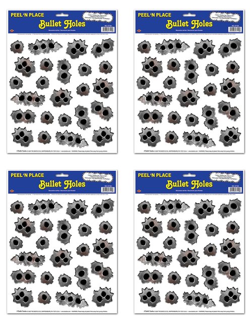 Beistle Bullet Holes Peel 'N Place Stickers Pack of 4