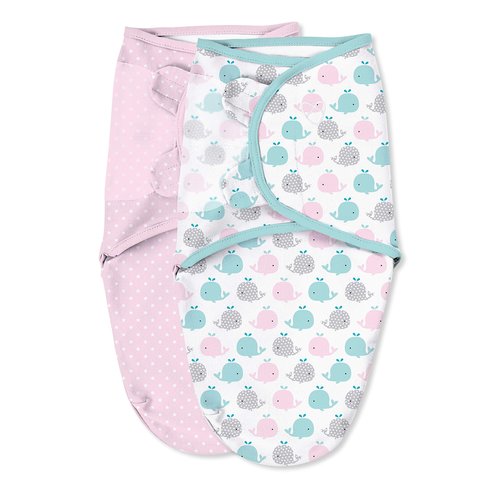 SwaddleMe Original Swaddle – Size Small, 0-3 Months, 2-Pack (Pink Polka Whale)