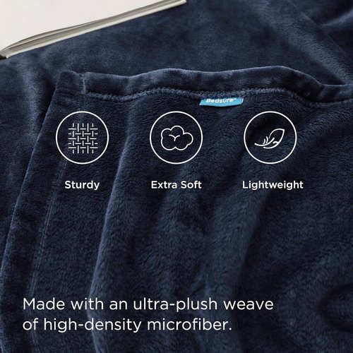 Bedsure GentleSoft Throw Blanket - Cozy Navy Blue Fleece for Home Decor | 50x60 Inches, 300GSM