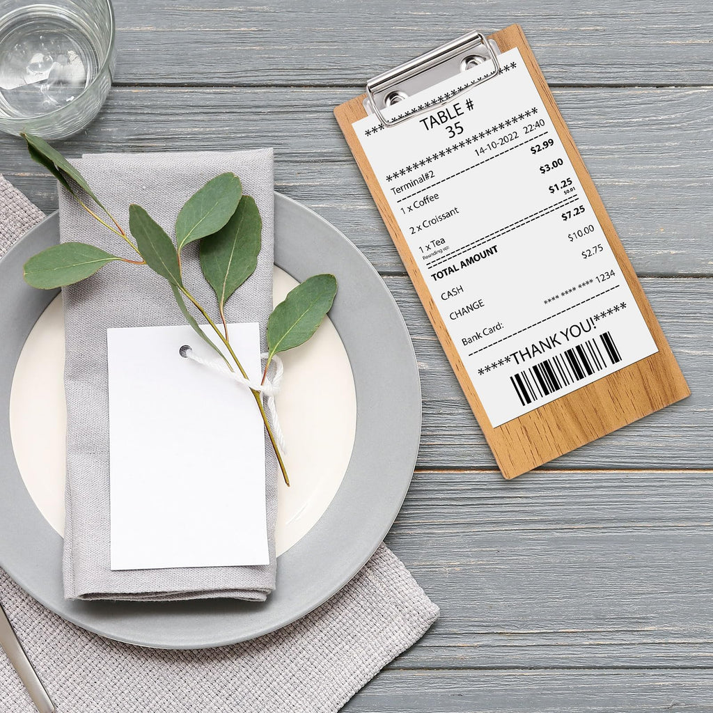 PATIKIL Check Presenters for Restaurants, 30Pcs Mini Clipboard Wood Check Holder Half Page Menu Holder for Restaurant Cafe Waitress Guest Check Server, Gray