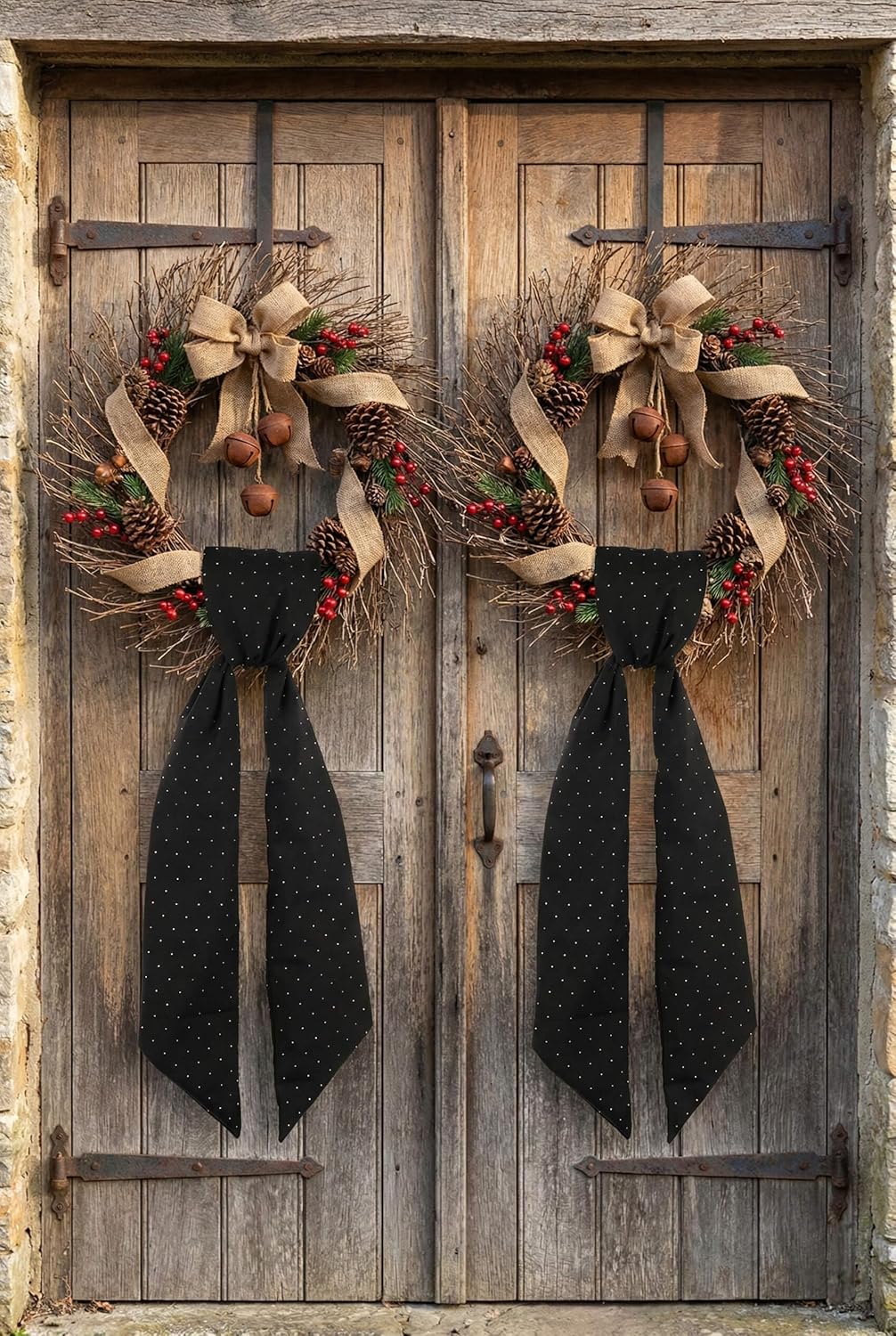 YKW Black Rhinestone Wreath Sash - 54x5 Inch Sparkle Ribbon for Christmas & Wedding Decor