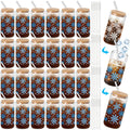 Yetene 24 Pack Snowflake Glass Cups Gifts 16 oz Color Changing Winter Glass Tumblers with Lids Straws Brushes Snowflake Lights Iced Coffee Cups for Women Men Employee Coworkers Holiday Party Favors