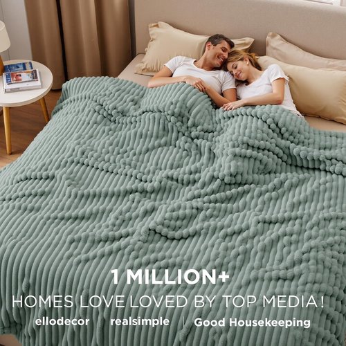 Bedsure GentleSoft Fleece Blanket - Cozy Large Throw for Bed, Sage Green, 120x120 Inches