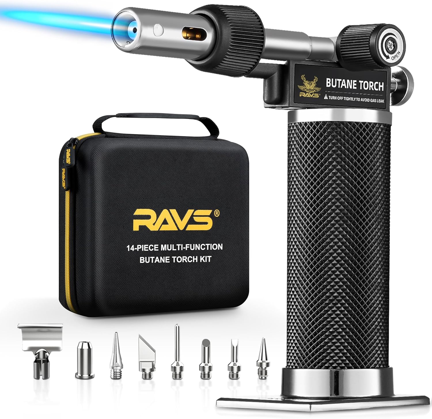 RAVS 14-Piece Soldering Torch Kit - 8-in-1 Cordless Iron With Adjustable Flame | Portable Kitchen Tool