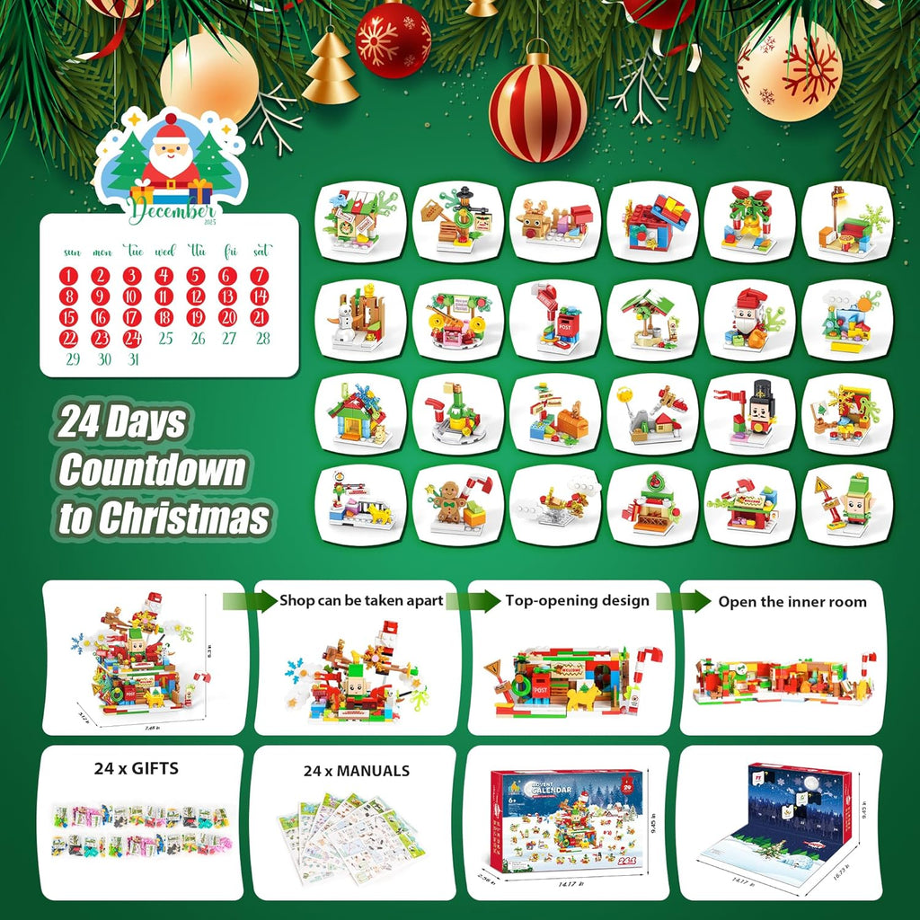Santa’s Workshop Advent Calendar 2025 - 24-in-1 Holiday Countdown Gift for Kids Ages 6+