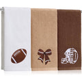 SmoothNovelty 3 Pcs Football Hand Towels for Bathroom Bow Embroidered Bathroom Towels Farmhouse Decorative 13.78 x 29.53 Inch Absorbent Soft Cotton for Kitchen Dish Fast Drying Decor