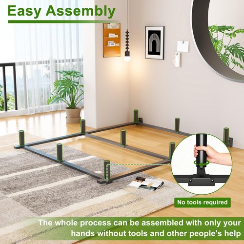EMODA 7 Inch California King Bed Frame for Box Spring and Mattress, 9 Legs Heavy Duty Cal King Metal Bed Base Tool-Free and Easy Assembly, Black