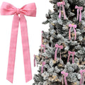 Skiennix 12Pcs Pink Velvet Bows | Elegant Valentine's Day Tree Decorations - 5in x 10in Ornaments for Home & Weddings