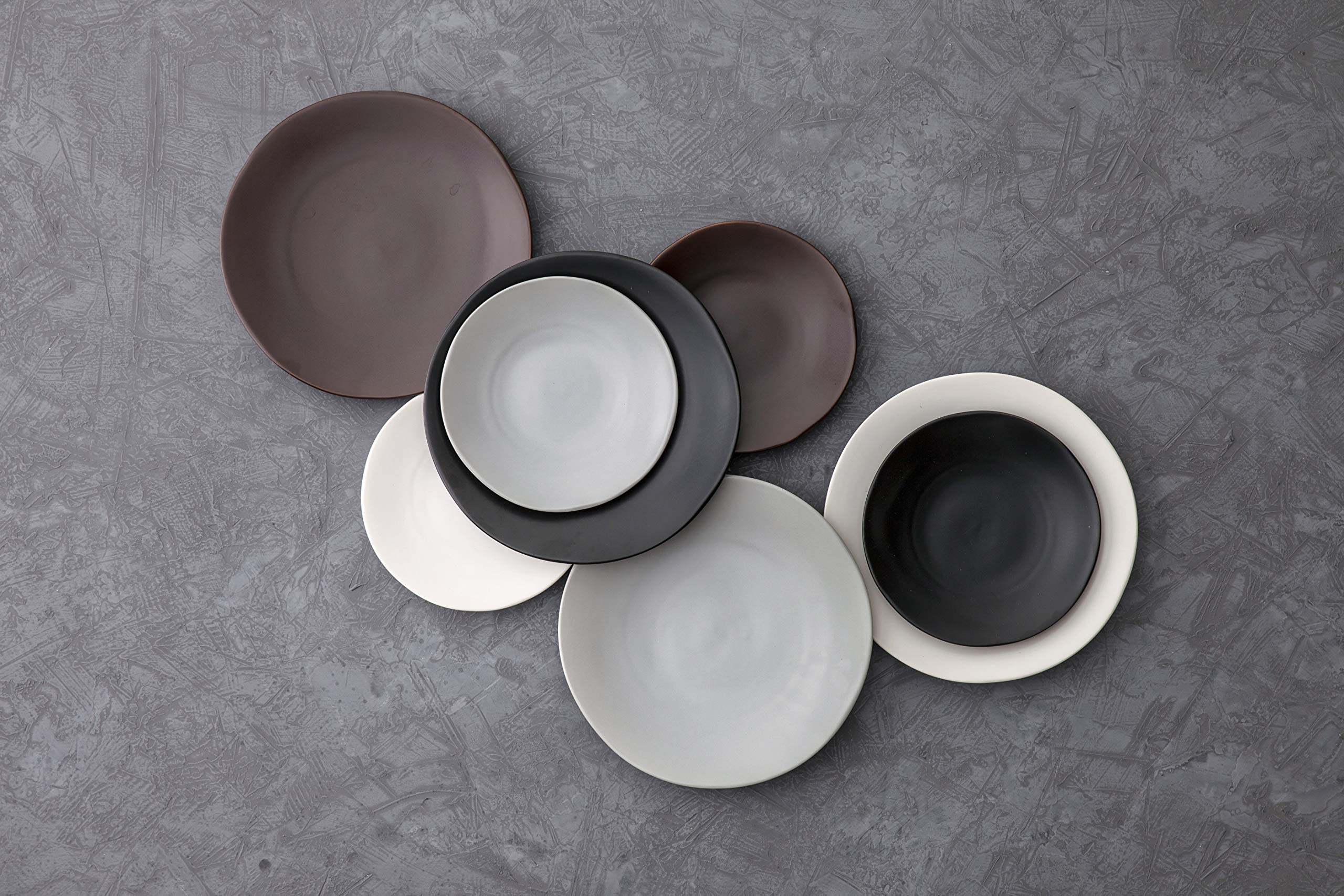 Fortessa Vitraluxe Dinnerware Heirloom Matte Finish Dinner Plate 10.75-Inch, Charcoal, Set of 4