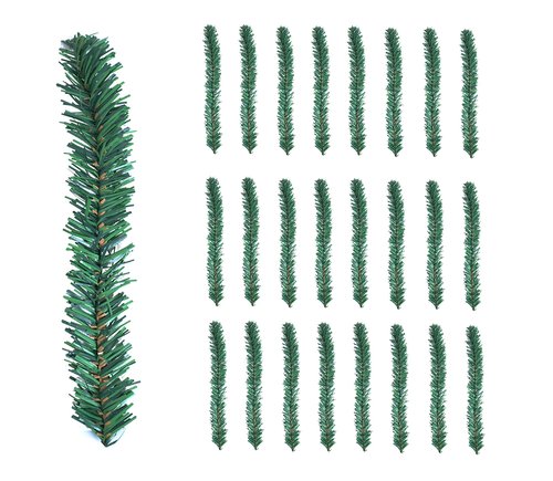 24 Pcs Garland Ties Artificial Pine Needles Christmas Tree Branches Wired Faux Greenery Stems 12inx1.6in in Green for Christmas Decoration Craft Gift Wrapping
