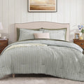 BLOOMHAVEN Queen Comforter Set - 7 Pieces Green Bedding Sets for All Seasons, Lightweight Soft Bed in a Bag Queen with Revesible Farmhouse Comforter, Sheets, Pillowcases & Shams