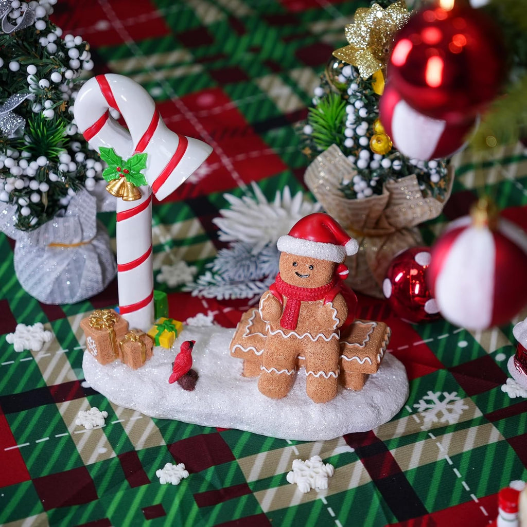 Skiennix Christmas Gingerbread Man Figurines - Cute Indoor Home Decor for Tabletop & Fireplace