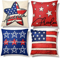 Hongsome Throw Pillow Covers - Patriotic 18x18 Inch Set of 4 for Independence Day & Memorial Day | Red, White & Blue