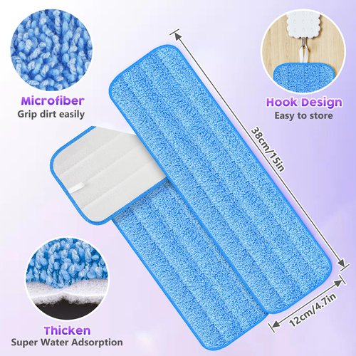 6 Pack Reusable Mop Pads for Swiffer PowerMop, Super Absorption, Multi-Surface Hardwood Floor Cleaning, Machine Washable Up to 100 Times, Durable, Suitable for All Finished Floors