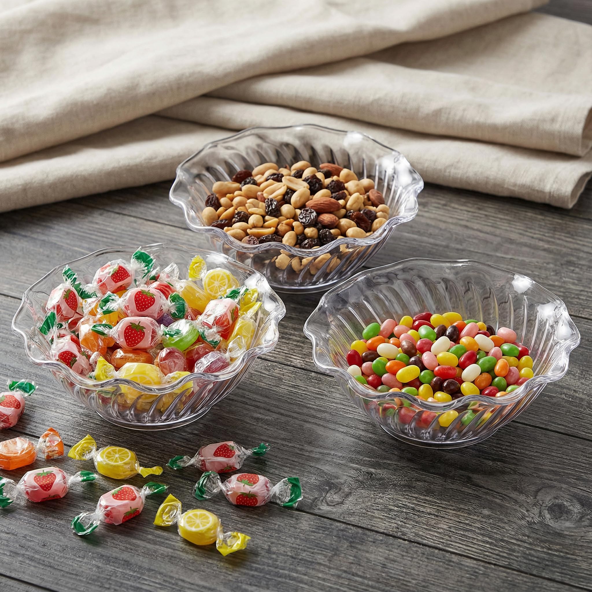 Elsjoy 12 Pack 7 oz Plastic Reusable Dessert Bowls, Small Clear Plastic Bowls Unbreakable Snack Bowl for Ice Cream, Candy, Fruits