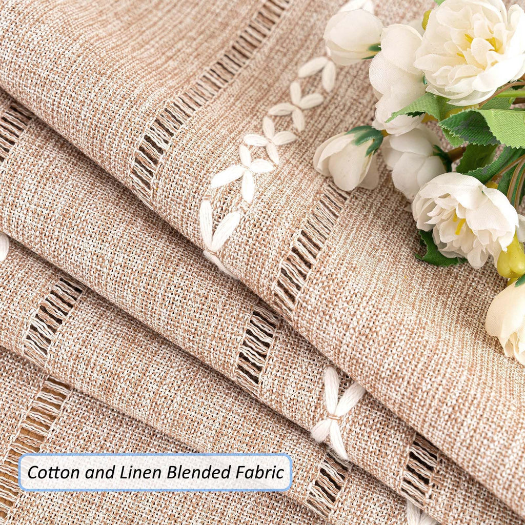 SIELUNO Linen Coffee Table Cloth, Rustic Farmhouse Coffee Table Cover for Living Room Tea Table Washer Dryer Fridge Top Dust Cover-Hollow Light Coffee-20x60inch