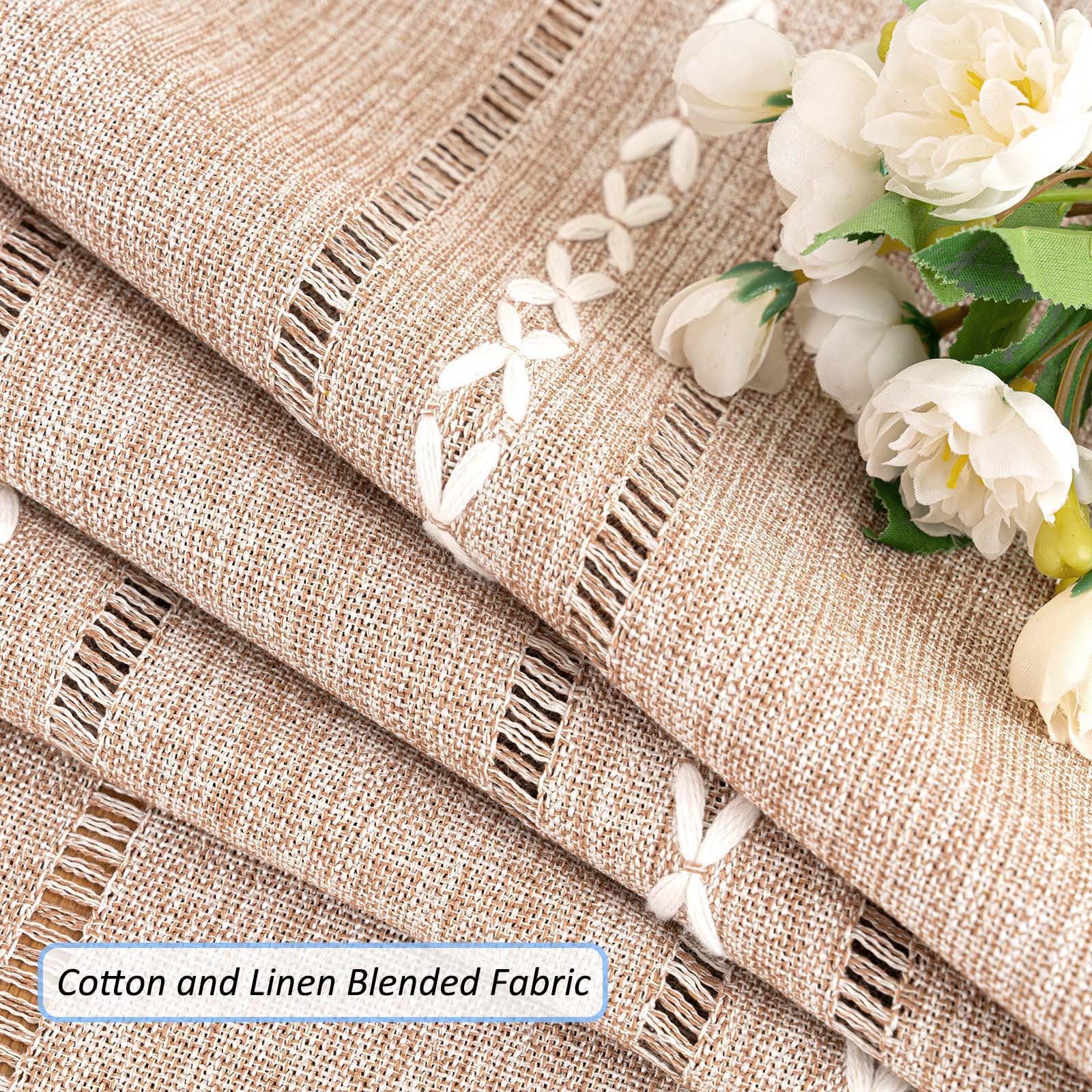 SIELUNO Linen Coffee Table Cloth, Rustic Farmhouse Coffee Table Cover for Living Room Tea Table Washer Dryer Fridge Top Dust Cover-Hollow Light Coffee-20x60inch