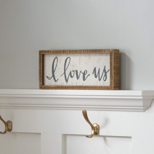 Primitives by Kathy 38506 Inset Hand-Lettered Box Sign, 12" x 5.5", I Love Us