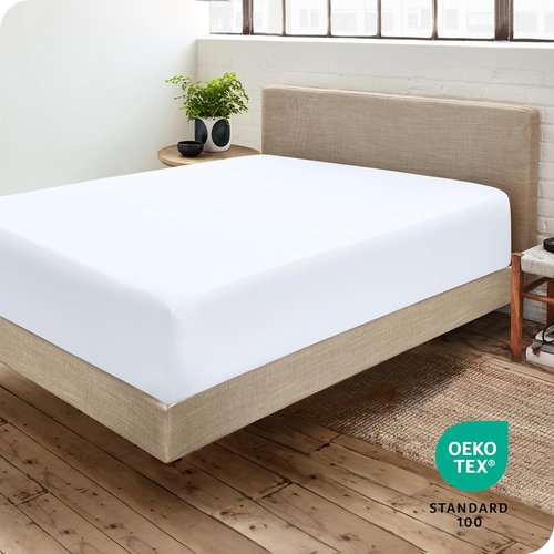 Bare Home Fitted Bottom Sheet - Ultra-Soft 1800 Microfiber Queen Size - Deep Pocket Luxury White