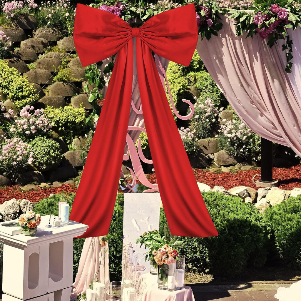 Wavwavw Large Red Bow Decor - Giant Satin Ribbon Tie for Birthday & Wedding | 24 x 36 Inches
