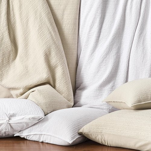 WDCOZY 100% Cotton Luxury Honeycomb Duvet Cover Set Queen Size with Hidden Zipper, Neutral Beige Waffle Weave Bedding, Textured Soft and Breathable Washed, Linen Like, 3 Pieces, 90x90 inches