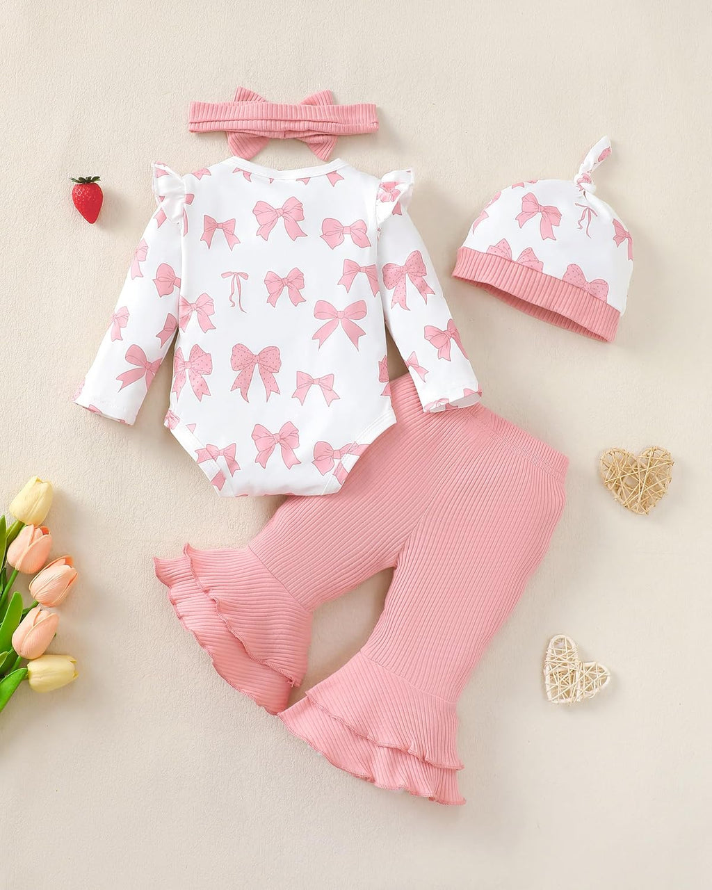 Renotemy Preemie Baby Girl Romper - Cute Bell Bottom Outfit for Fall & Winter | Perfect Gift Set