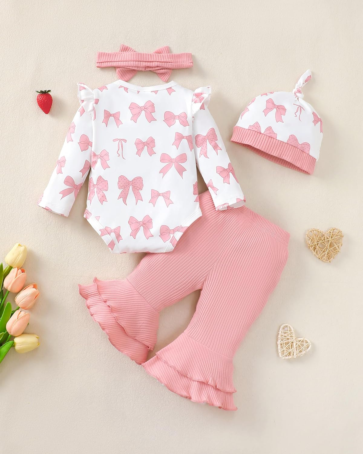 Renotemy Preemie Baby Girl Romper - Cute Bell Bottom Outfit for Fall & Winter | Perfect Gift Set