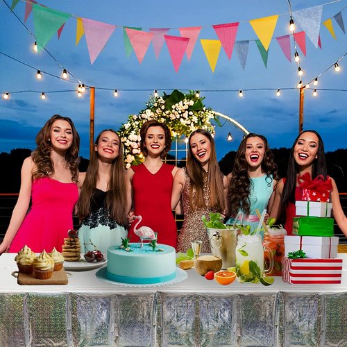 GREATRIL Disposable Silver Table Cover - Rectangle Party Tablecloths for Birthdays | 54'' x 108'' - 2 Packs