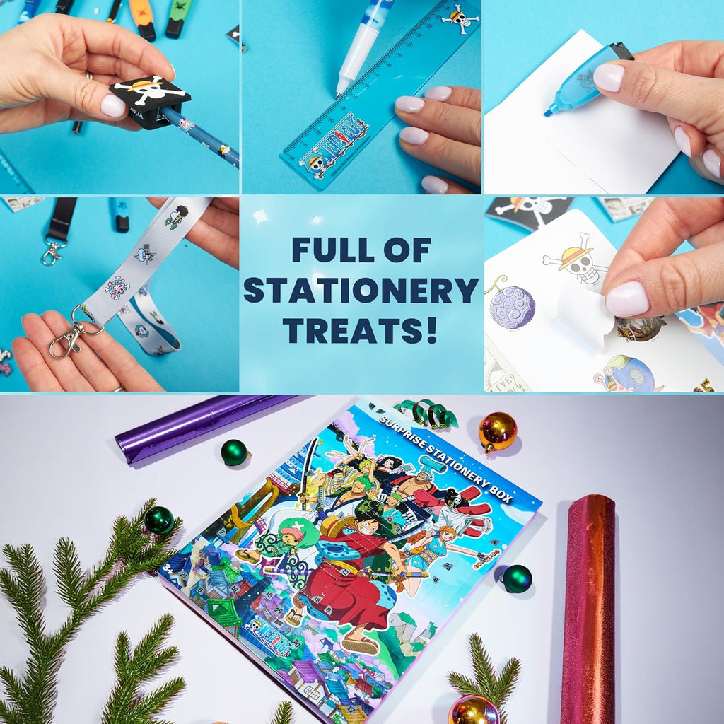 One Piece Advent Calendar 2025 - 24 Surprises Including Mini Notebook, Keychain & Pens for Kids & Teens