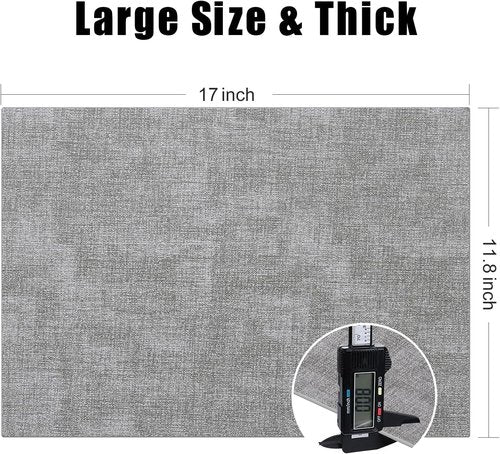 Homaxy Faux Leather Placemats - Heat Resistant & Waterproof Set of 6 | Easy to Clean 11.8" x 17" Light Grey