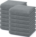 Homaxy 100% Cotton Waffle Weave Dish Towels - Ultra Soft & Absorbent Quick-Drying, 13 x 28 Inches, Grey | 12-Pack