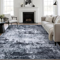 Skiennix 5x7 Area Rug - Washable Modern Abstract Design | Soft, Stain-Resistant Carpet for Living Room, Bedroom, Office - Black