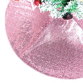 PartyDelight Christmas Tree Skirt Pink 24 inch Round Sparkly Fuchsia Pink Sequin Small Ornaments Xmas New Years Party Decorations