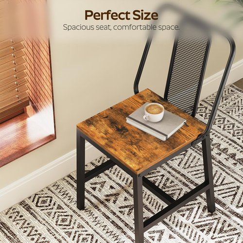 YATINEY Dining Chairs Set of 2, Wooden Kitchen Chairs, Farmhouse Dining Chairs with Back Support, for Living Room, Kitchen, Rustic Brown and Black CY01L2BRN1