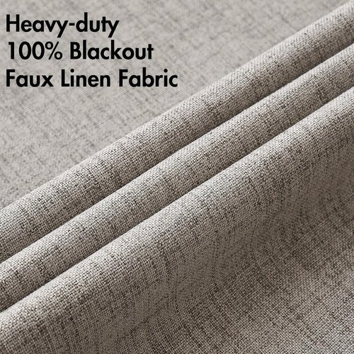 MIULEE 100% Blackout Linen Textured Curtains - Thermal Insulated Room Darkening Drapes | Warm Taupe, 52 x 84 Inch (2 Panels)