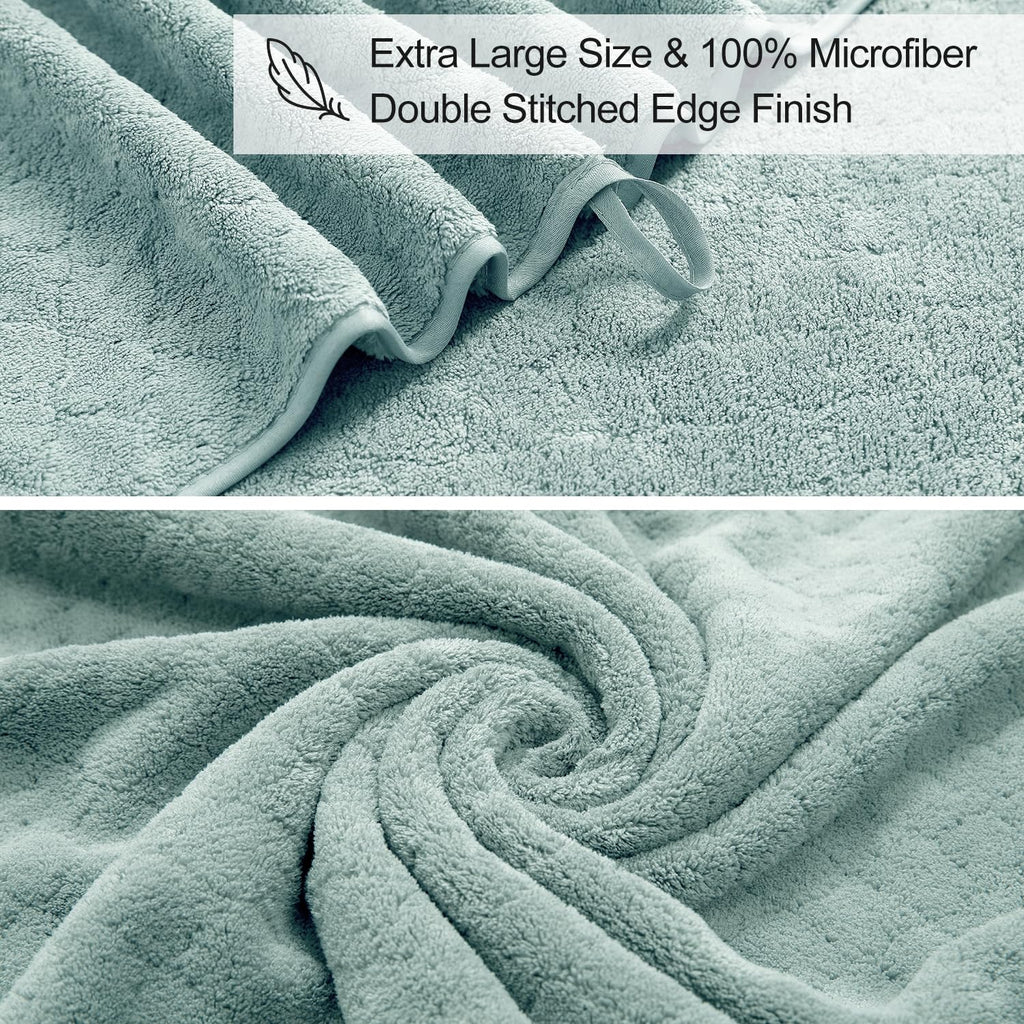 Ycosy 8-Piece Bath Towels Set,2 Oversized Bath Sheet,2 Hand Towels and 4 Washcloths - 600 GSM Soft Microfiber Highly Absorbent Quick Dry Shower Towel Collection for Bathroom Hotel and Spa,Mint Green
